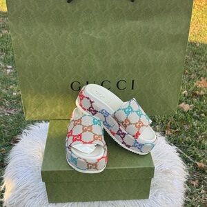 Gucci Colorful Logo Slide Sandals